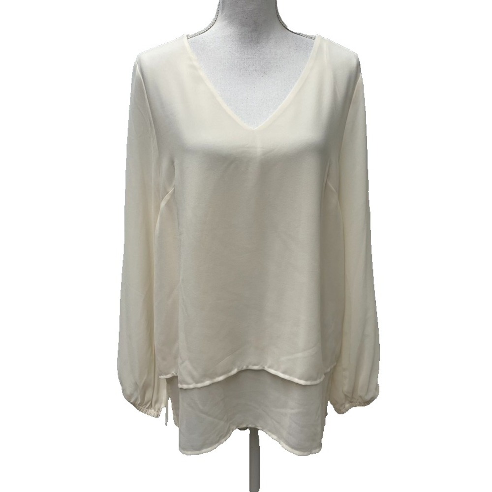 Michael Kors Layered Blouse Top Womens Large Ivory‎ Old Money Teacher Business